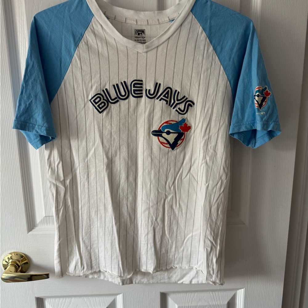 Blue Jays Kids Short Sleeve Raglan Tee - White & Light Blue